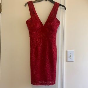 Red dress with glittery lace look! New with tags.